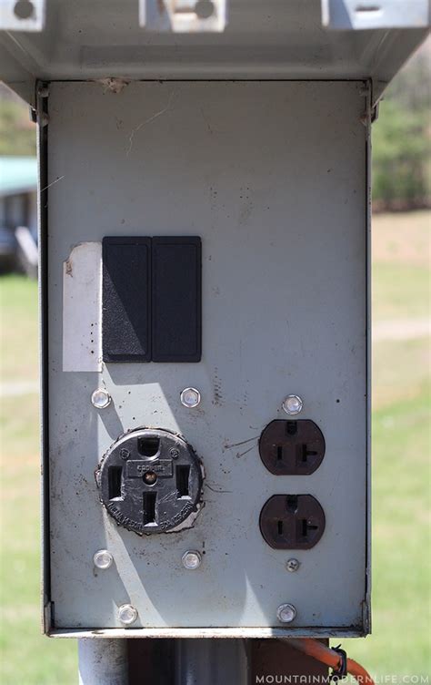 cost rv park electric box hookup|30 amp rv power outlet.